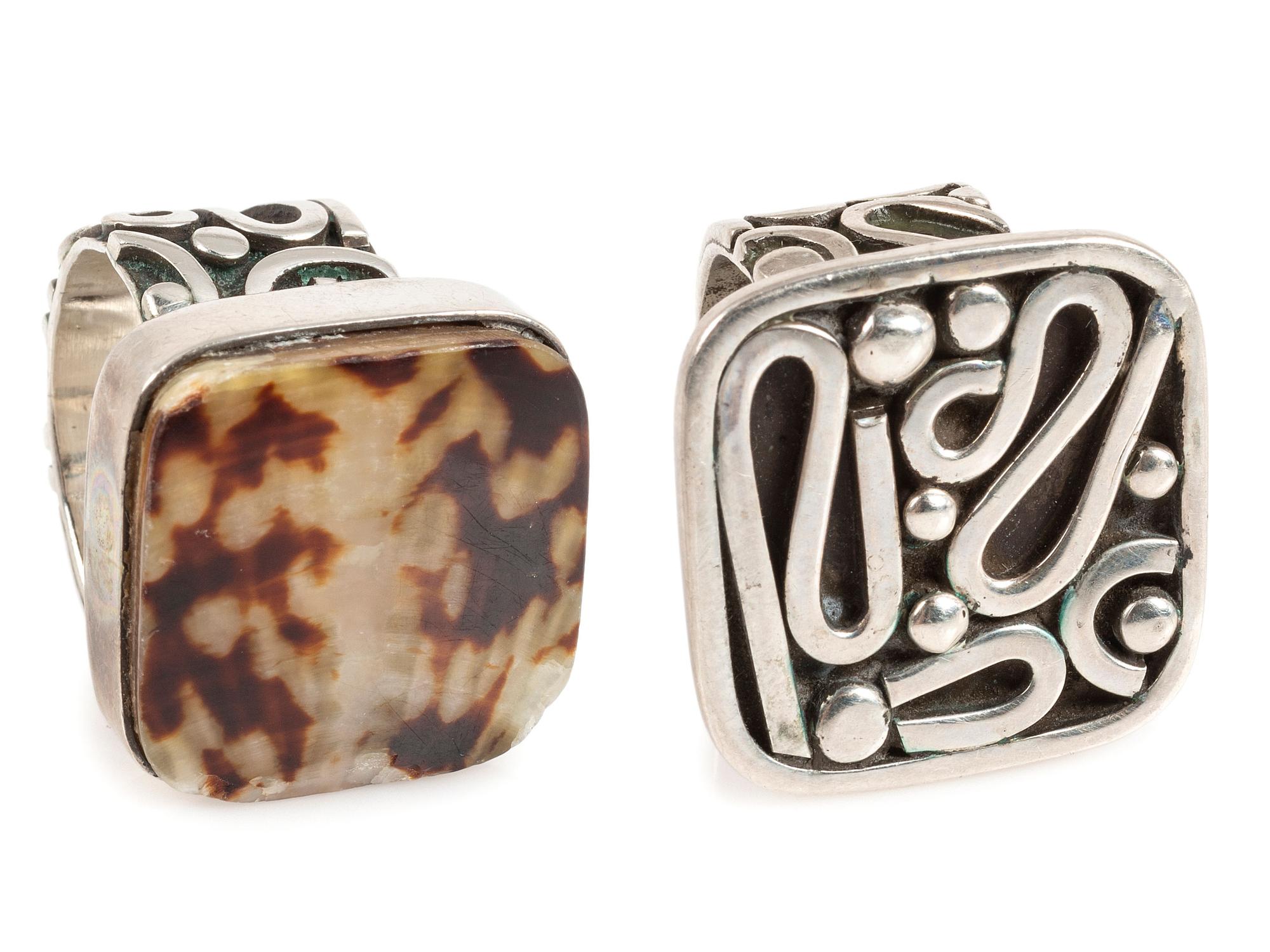 Pair of Complementary Southwestern Sterling Silver Rings