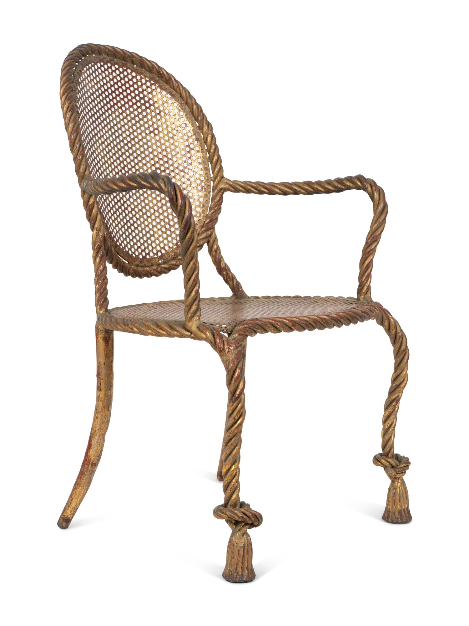 A Napoleon III Style Gilt-Metal Rope and Tassel Fauteuil — 20TH CENTURY