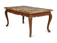 An Italian Painted and Parcel Gilt Table with Agate Top