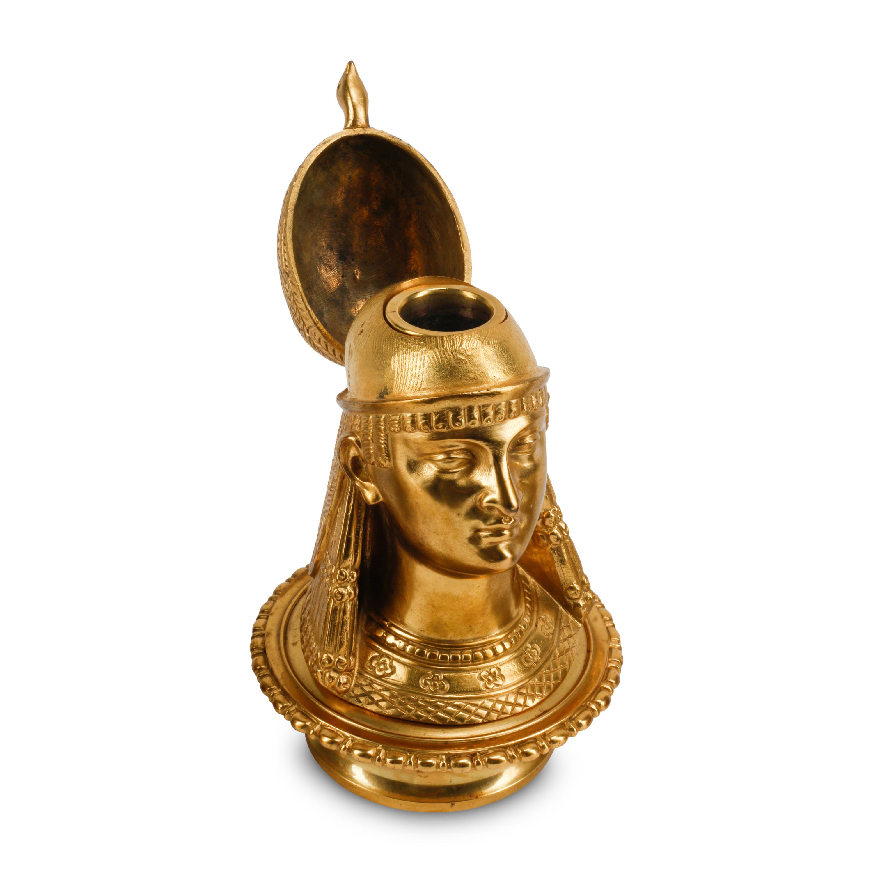 Four Continental Bronze and Brass Inkwells