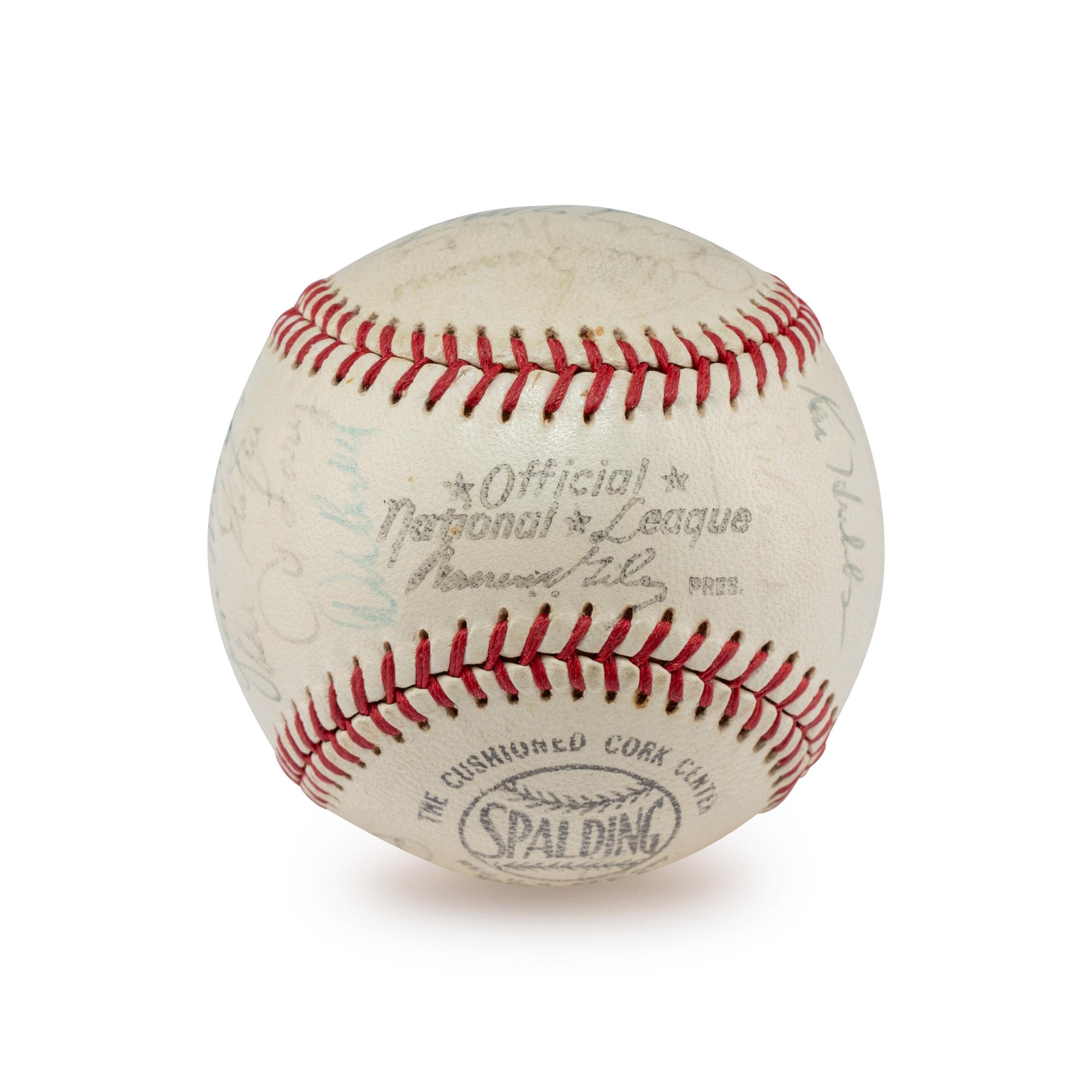 A 1962 Chicago Cubs Team Signed Autograph Baseball Including Rookie Era Lou Brock Signature (Beckett Authentication Services)