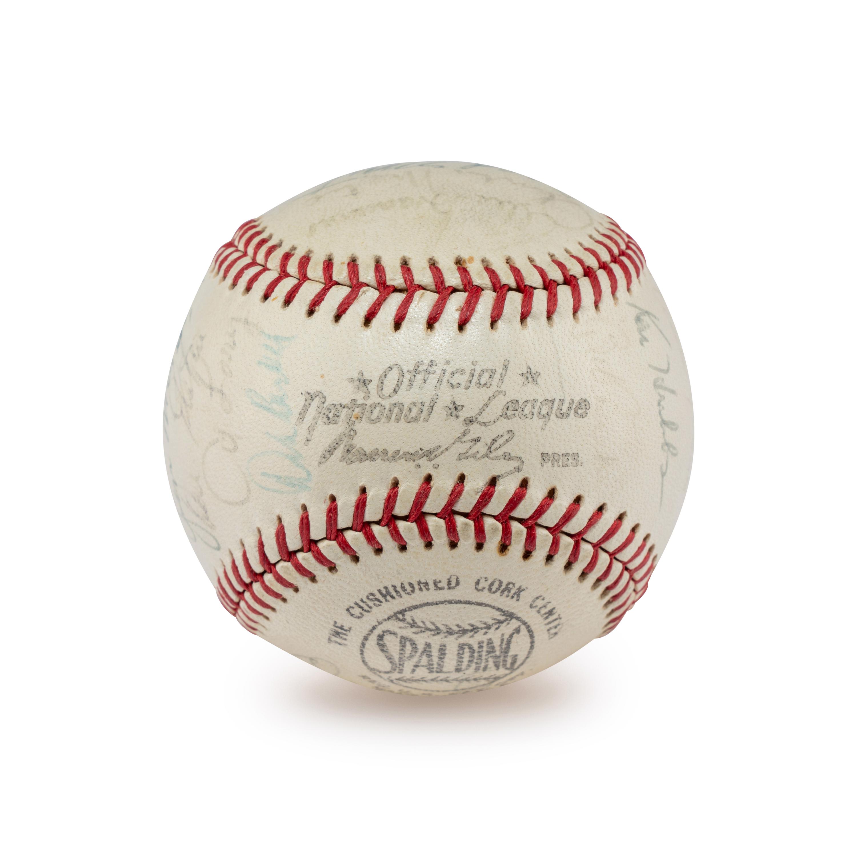 A 1962 Chicago Cubs Team Signed Autograph Baseball Including Rookie Era Lou Brock Signature (Beckett Authentication Services)