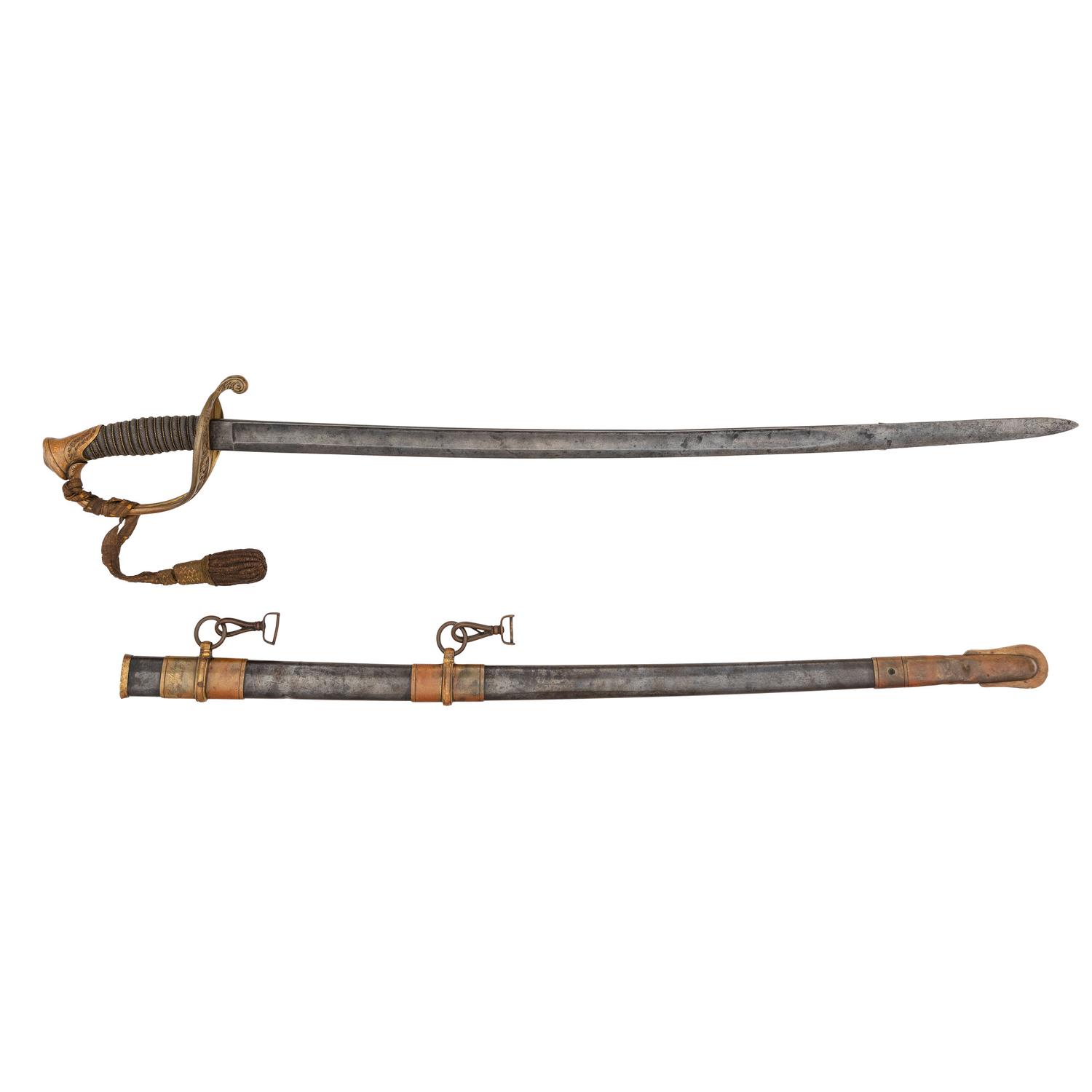 Captain E.L. Jones, Company D, 54th Massachusetts Infantry, WIA Fort Wagner, South Carolina, Model 1850 foot officer's presentation sword.