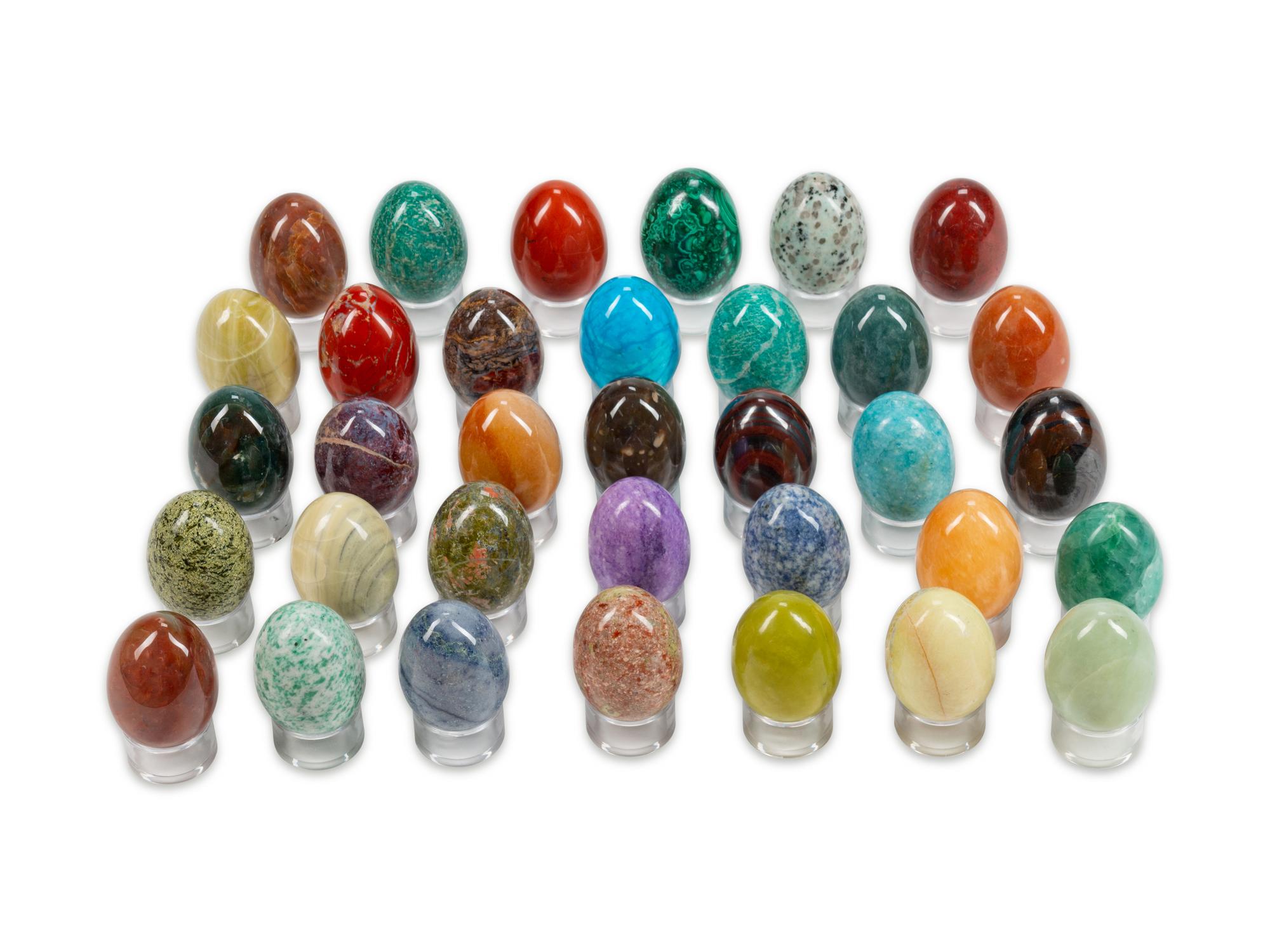 One Hundred Twenty Hardstone and Semi-Precious Stone Eggs