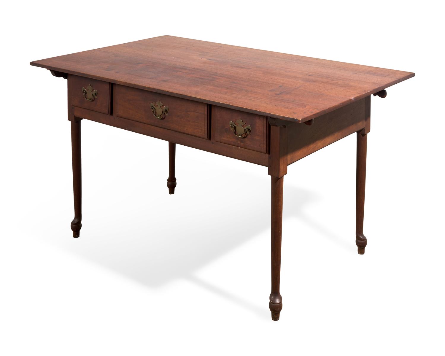 A Queen Anne Walnut Three-Drawer Work Table
