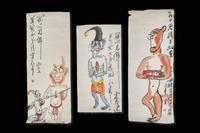 Ding Yanyong (Chinese, 1902-1978), Zhongkui and Demon; Monkey with Peaches; Demon: three works, 1976 丁衍庸（中國，1902-1978）一組三幅；鐘馗打鬼，猴子摘桃，小鬼，丙辰年 1976