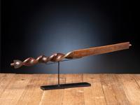 Eastern Sioux Calumet Twisted Wood Stem, with Brass Inlay