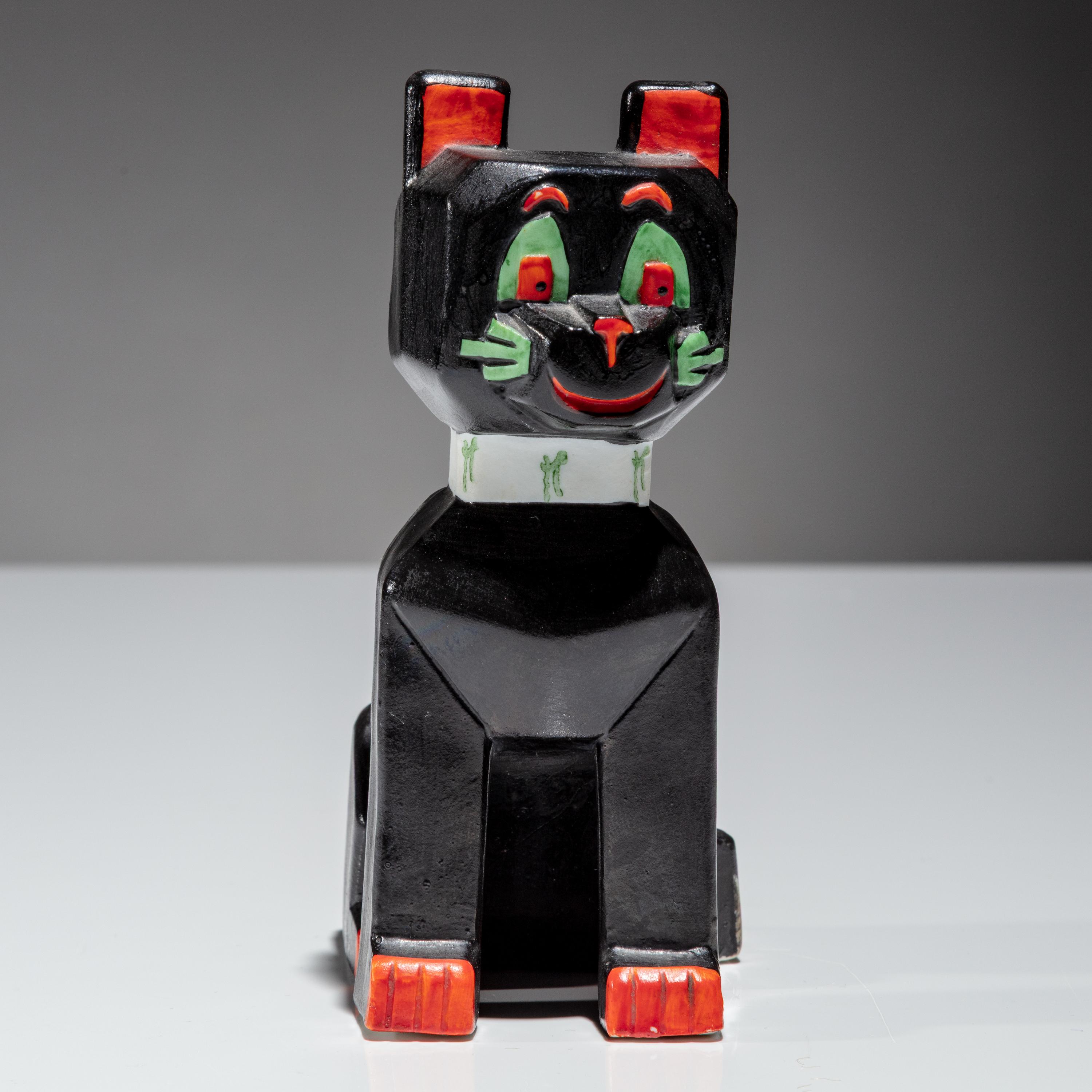 Louis Wain (English, 1860–1939) — Lucky Black Cat Spill Vase