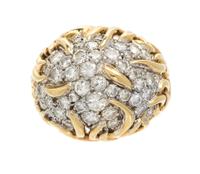 A Yellow Gold and Diamond Bombe Ring, 8.00 dwts.