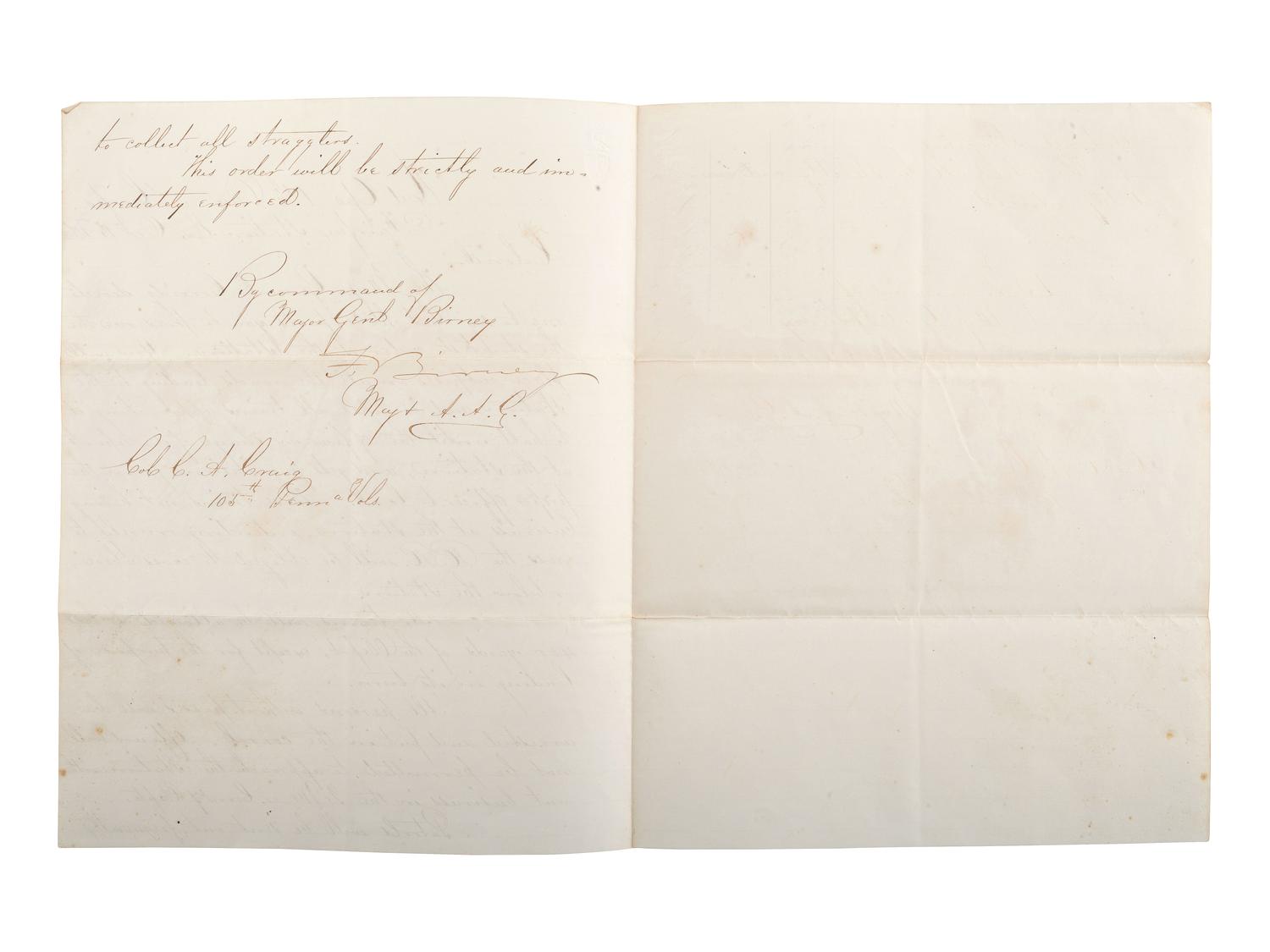 [CIVIL WAR]. A group of 3 manuscript Union field orders, comprising: