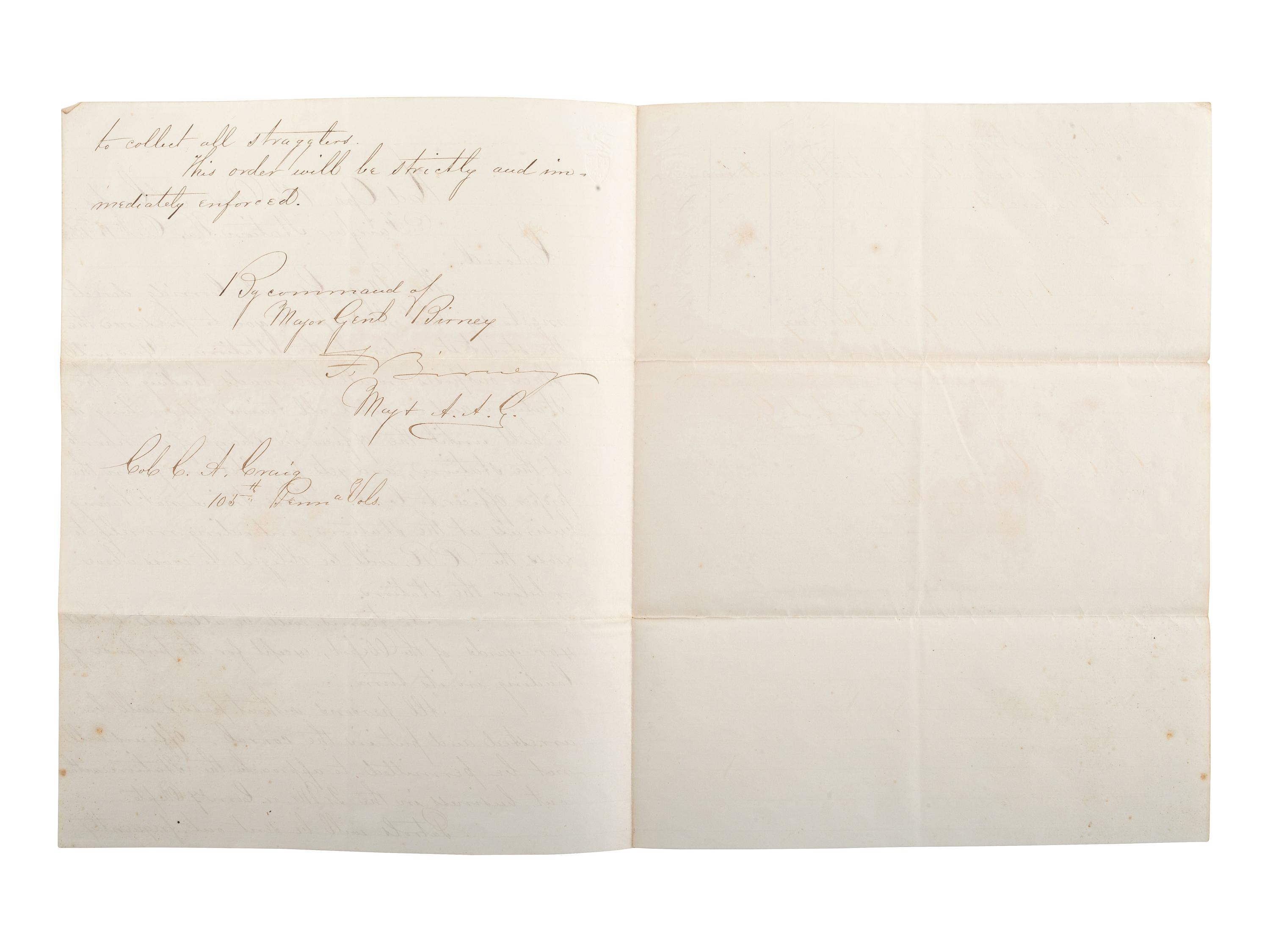 [CIVIL WAR]. A group of 3 manuscript Union field orders, comprising: