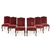A Set of Six Michael Taylor Velvet Upholstered Dining Chairs