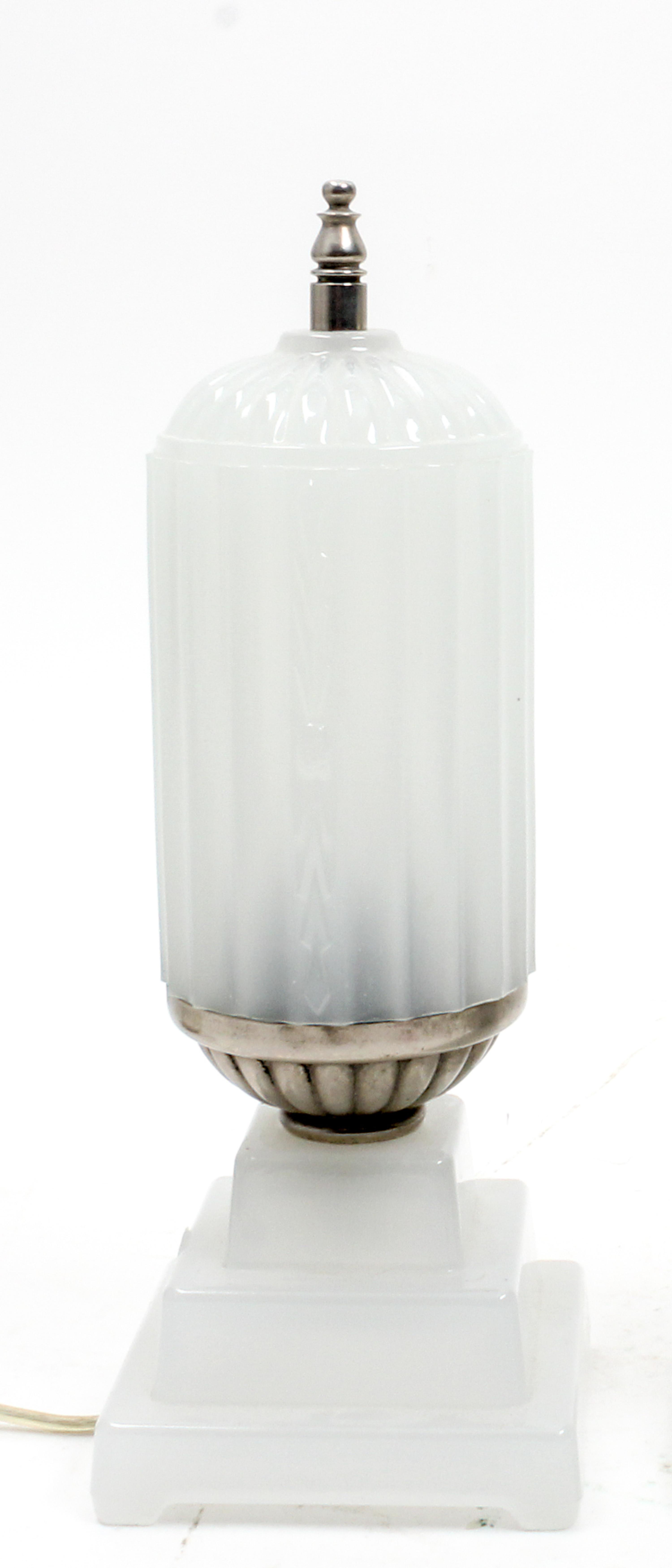 An Art Deco Glass Table Lamp Height 10 1/2 inches.