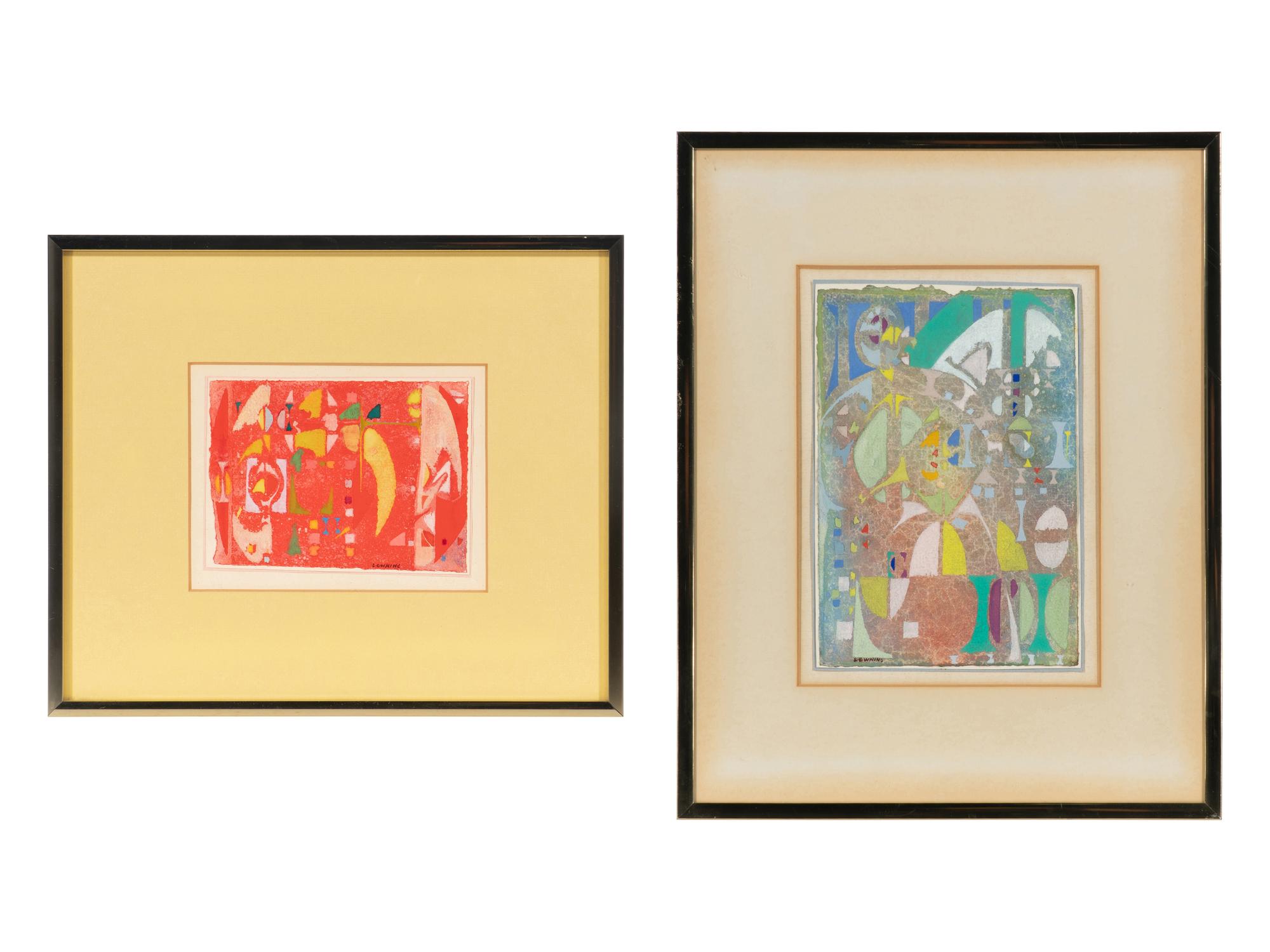 Abstract Composition in Blue and Green; along with Abstract Composition in Red (2 works)
