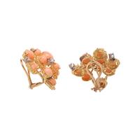 CORAL AND DIAMOND CLIP EARRINGS