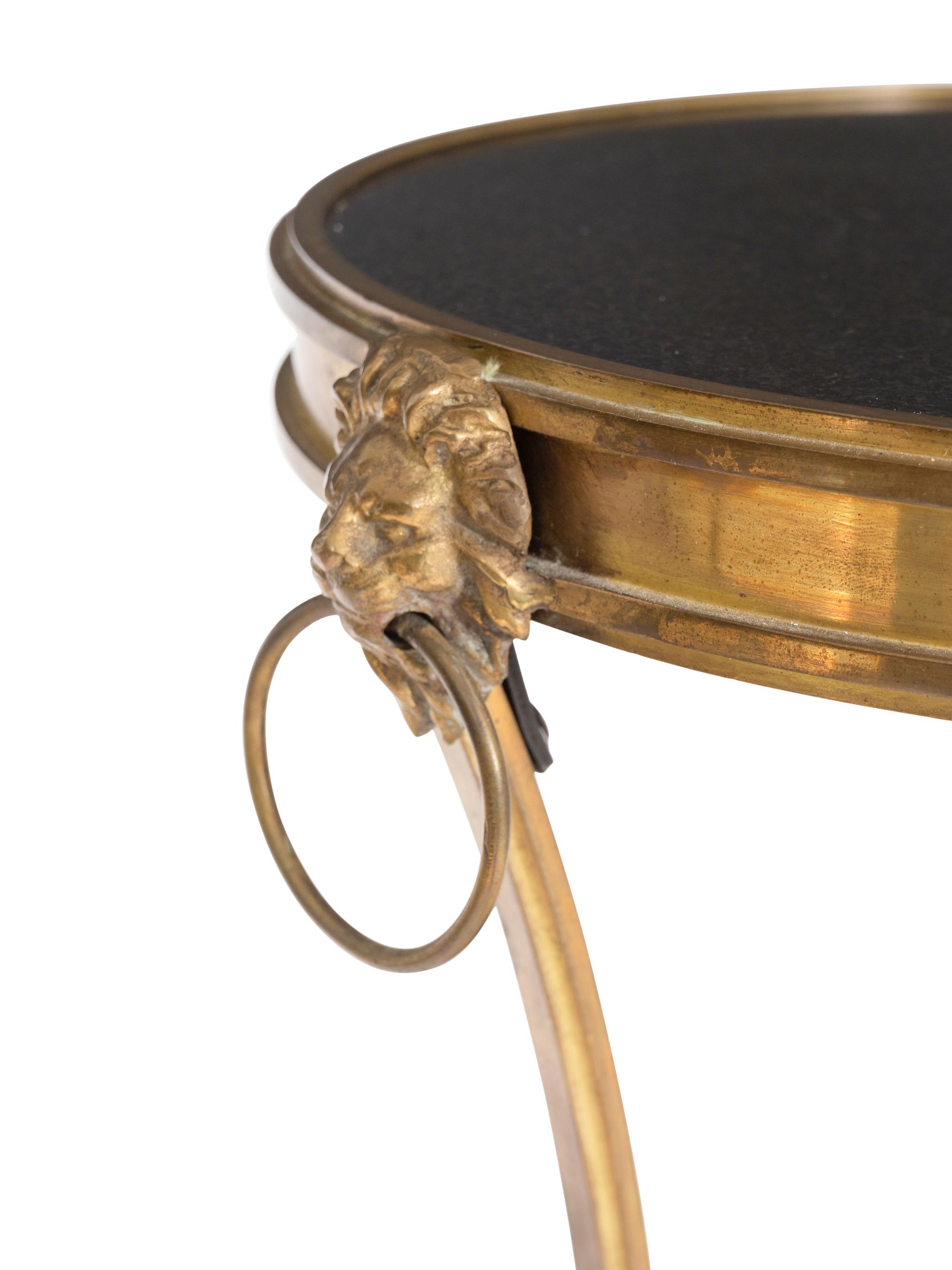 A Set of Three French Gilt Bronze and Granite Small Guéridons