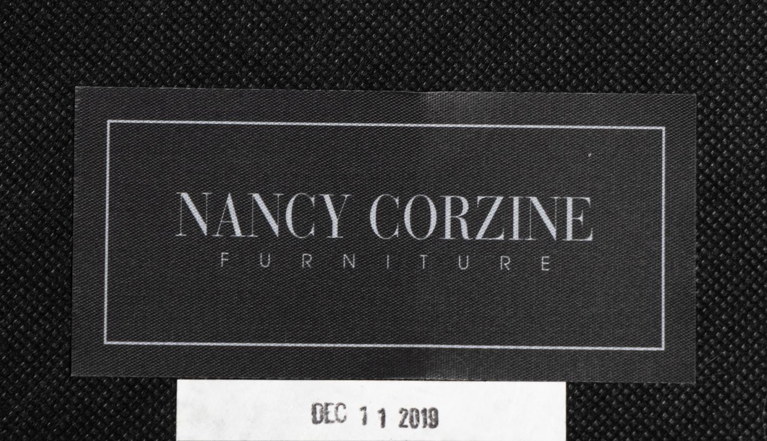 A Pair of Nancy Corzine Silvered Acorn Lounge Chairs and Ottomans