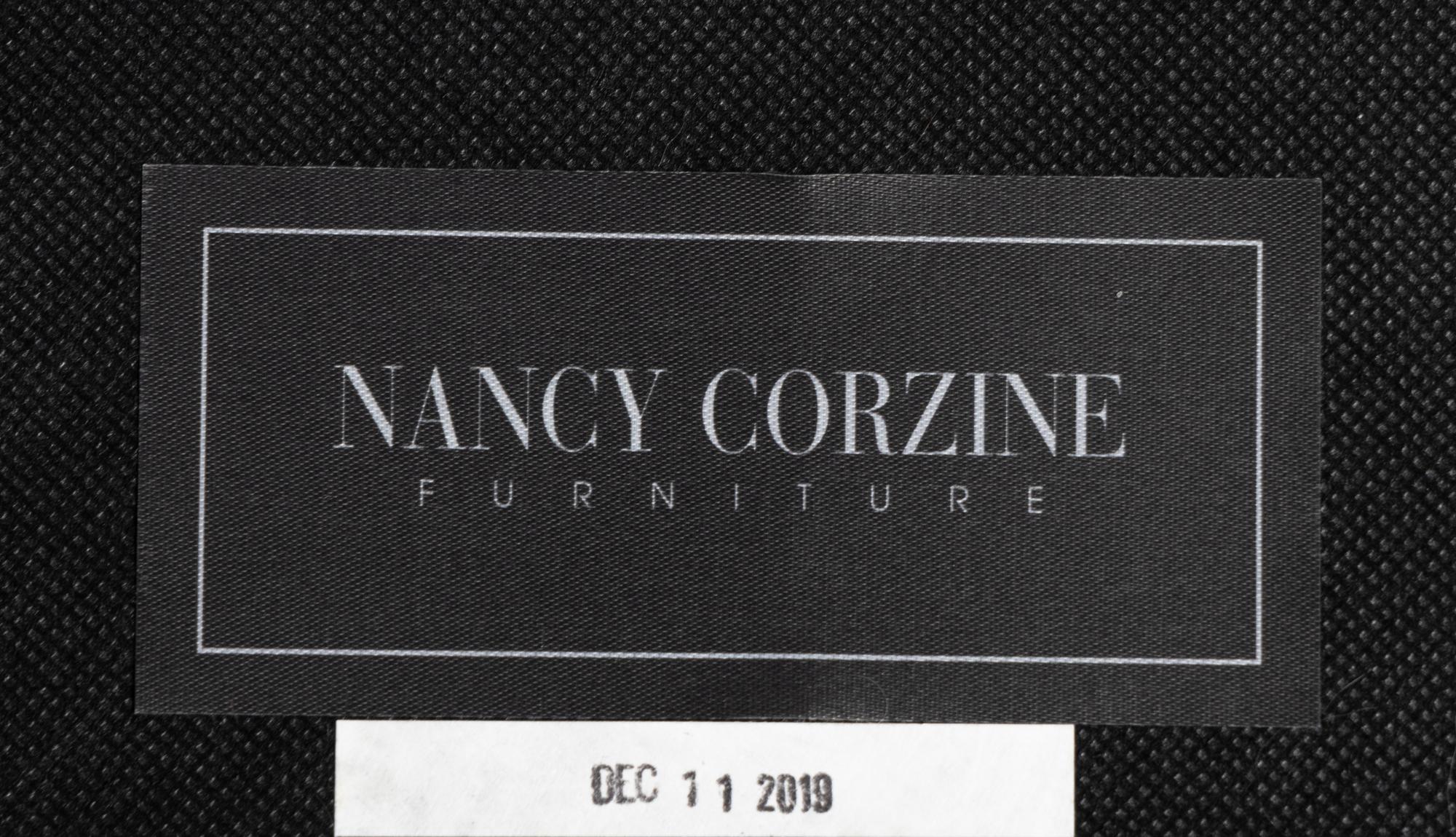 A Pair of Nancy Corzine Silvered Acorn Lounge Chairs and Ottomans