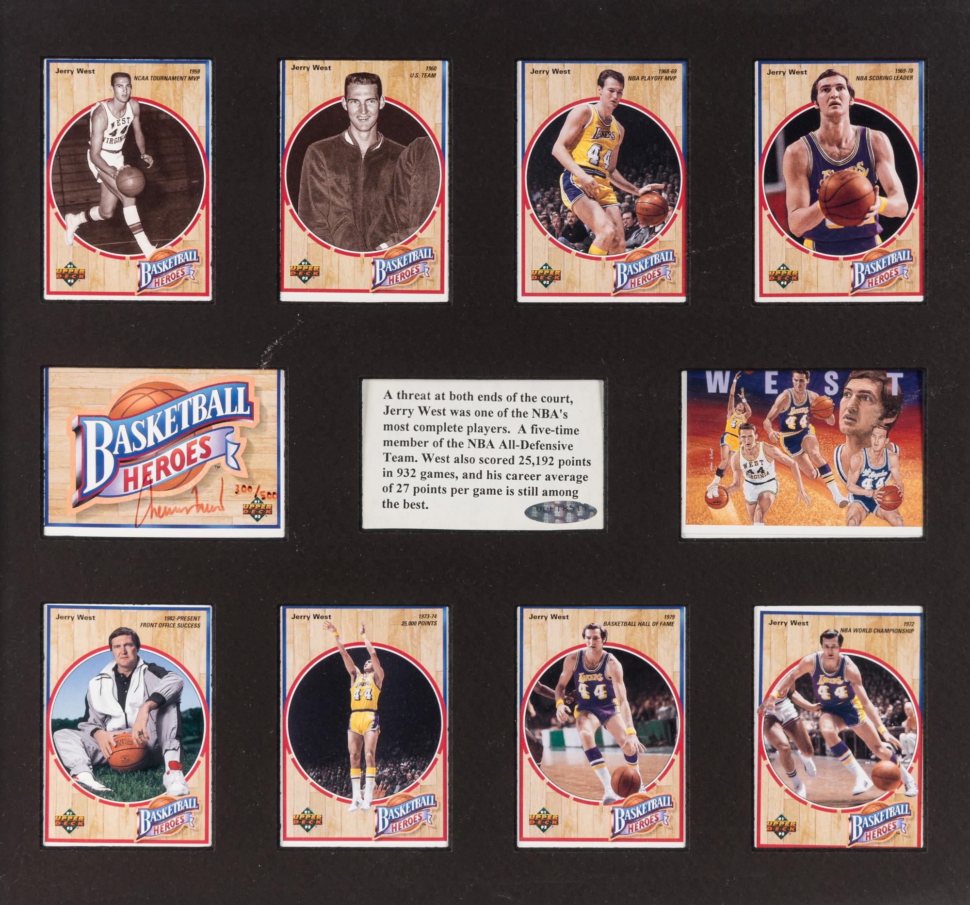 A 1991-92 Upper Deck Jerry West Basketball Heroes Signed Autograph Display,