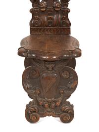 An Italian Renaissance Revival Sgabello Hall Chair