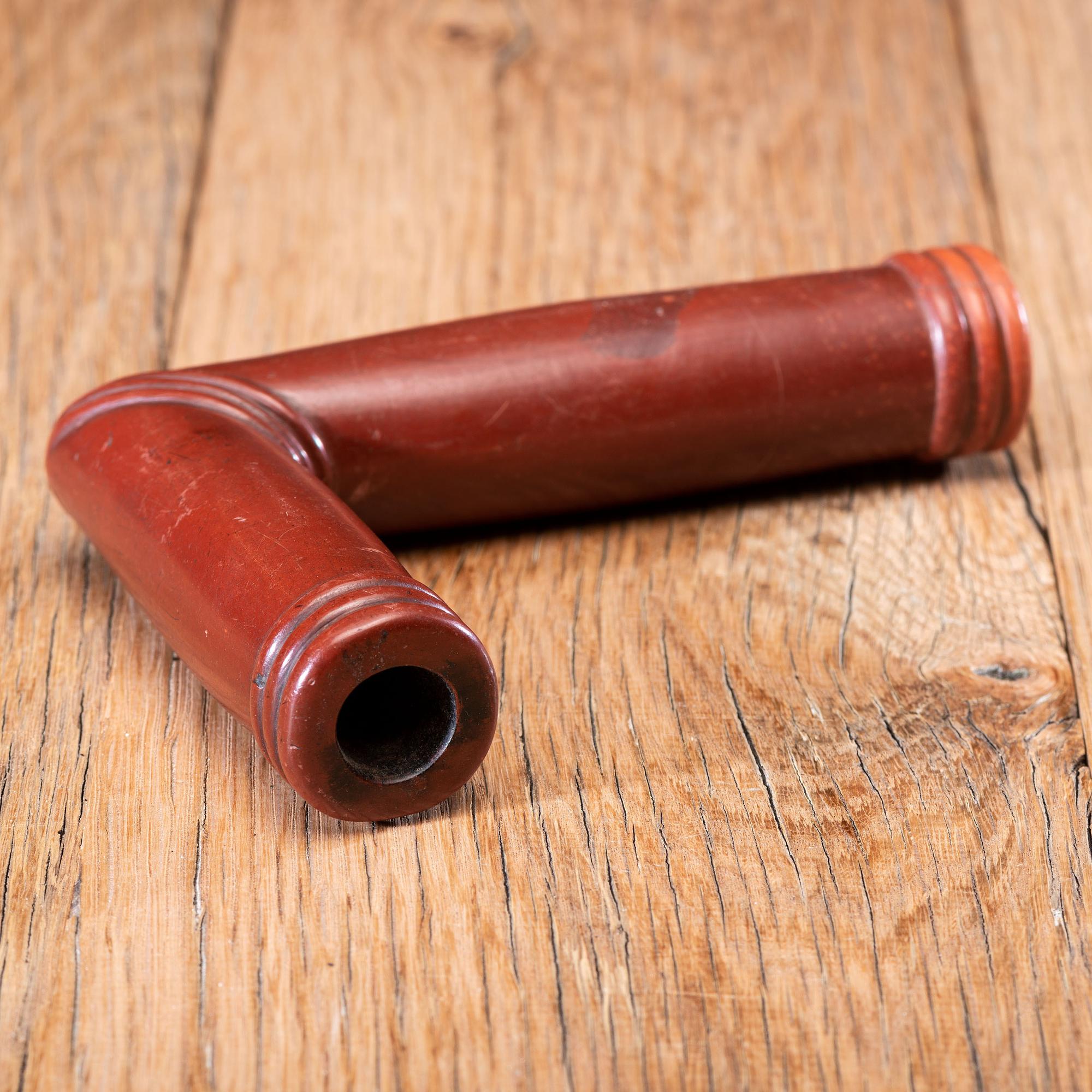Western Great Lakes Figural Pipe Stem, with Catlinite Bowl