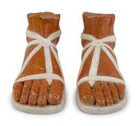 A Pair of Large Grand Tour Style Marble Models of Sandaled Feet