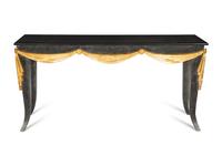 An Ebonized Console Table with Granite Top and Gilt Swag Motif