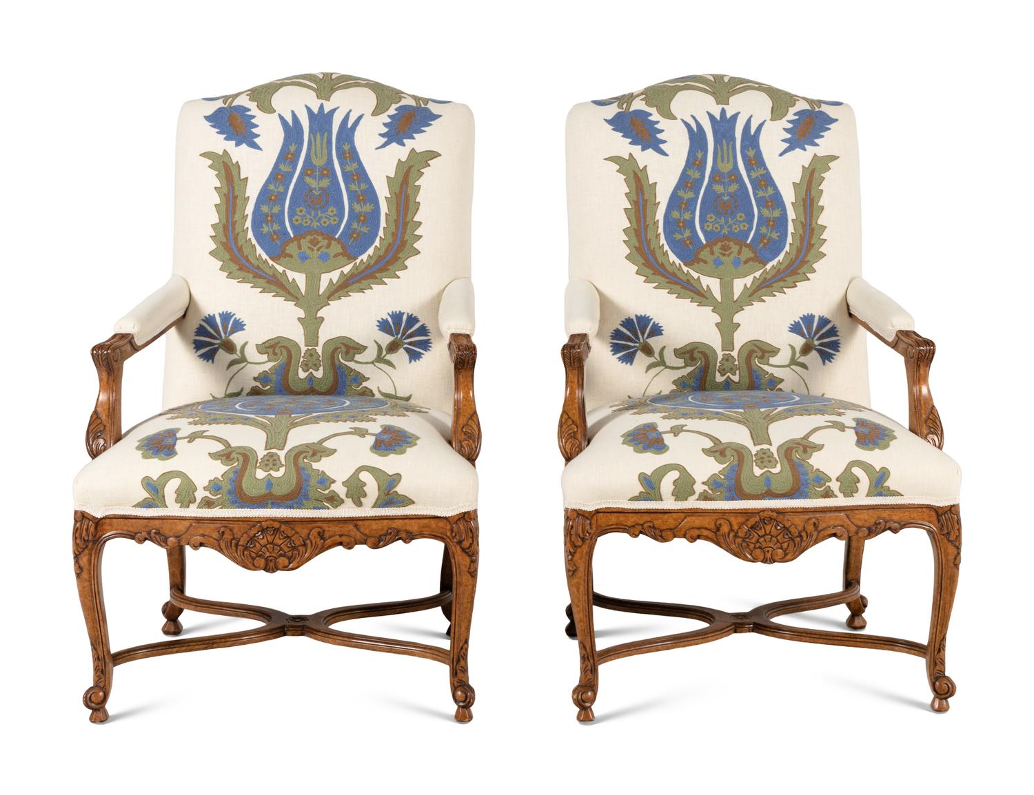 A Pair of Régence Style Armchairs