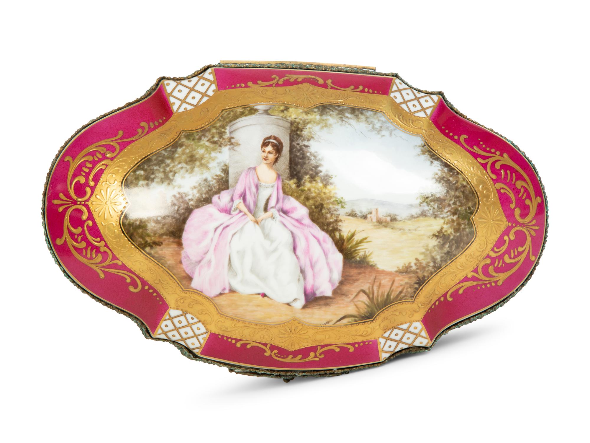 A Sèvres Style Porcelain Table Casket