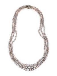 TRIPLE STRAND NATURAL PEARL NECKLACE
