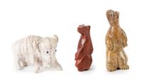 Three Large Southwestern Carved Stone Fetishes Height of largest 3 1/2 inches