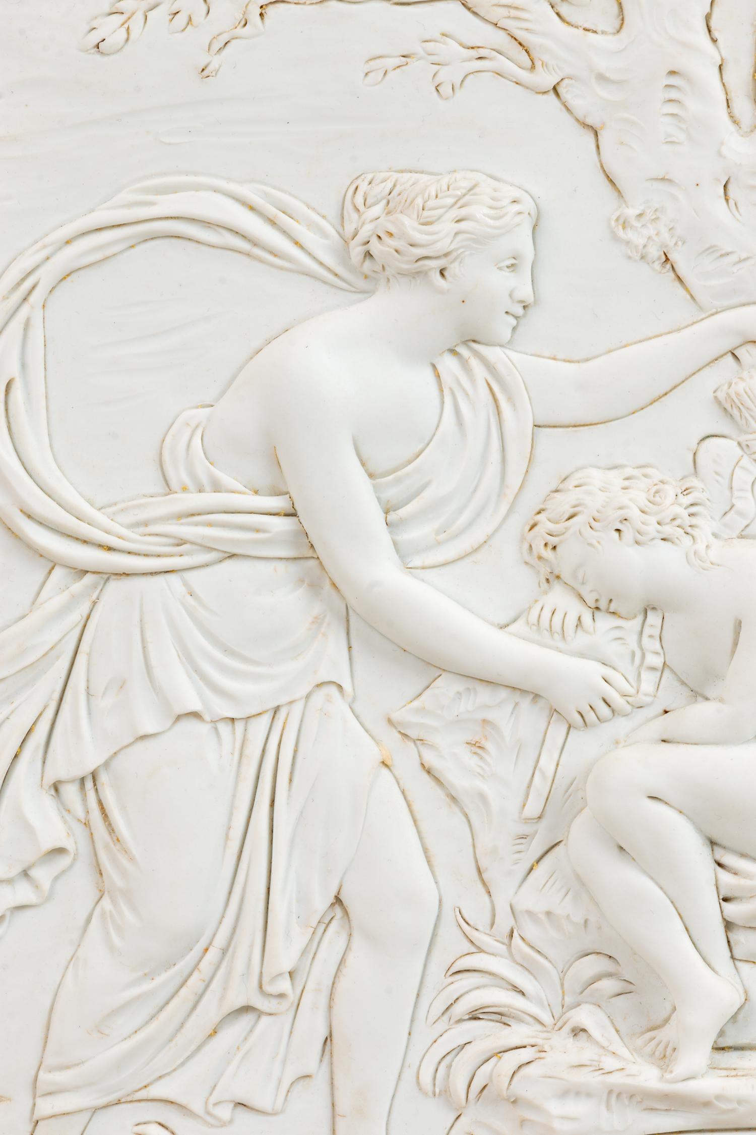 A Continental Bisque Porcelain Relief Plaque