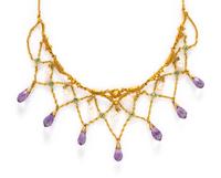 AMETHYST, PEARL, AND PERIDOT NECKLACE