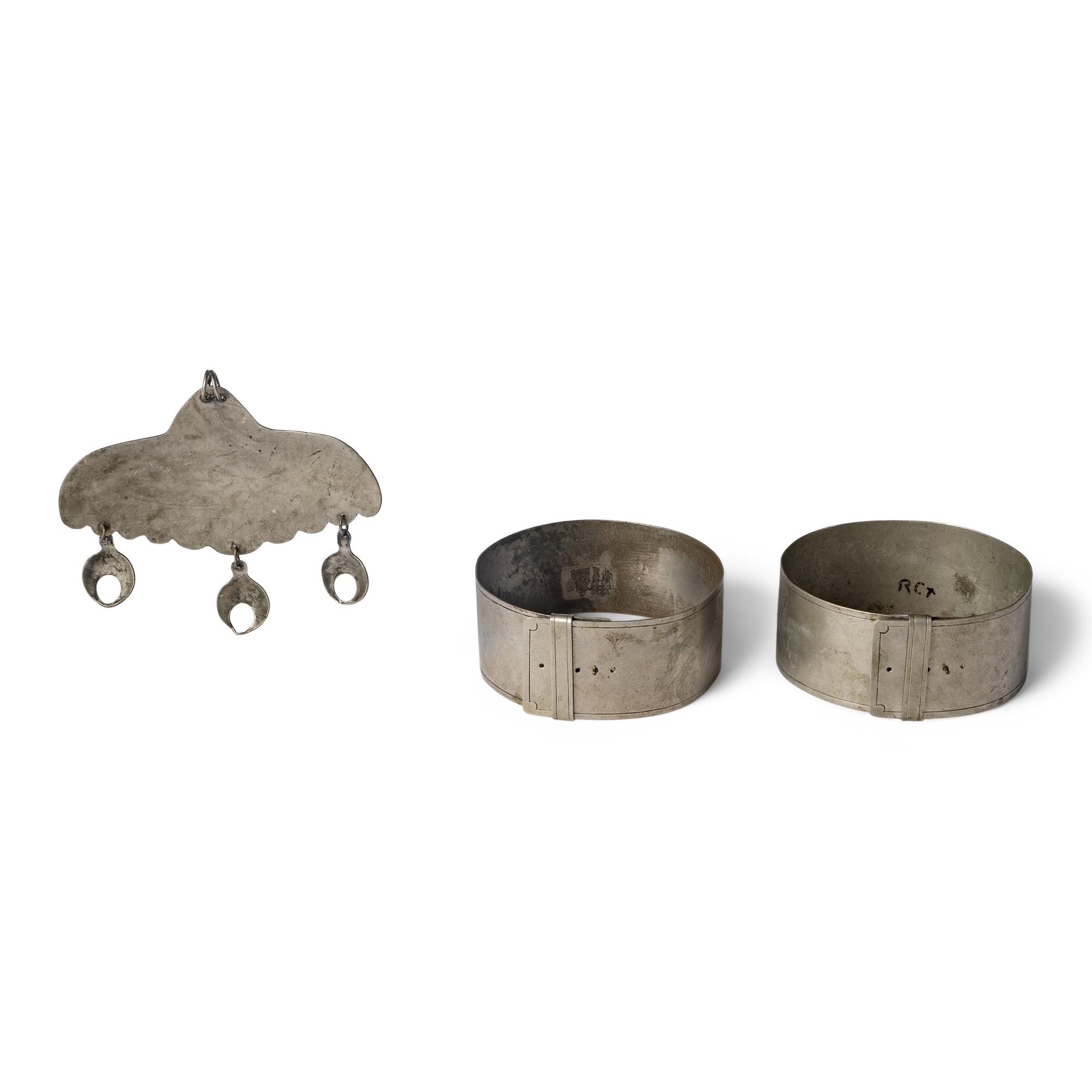Southern Plains German Silver Pectoral and Armbands