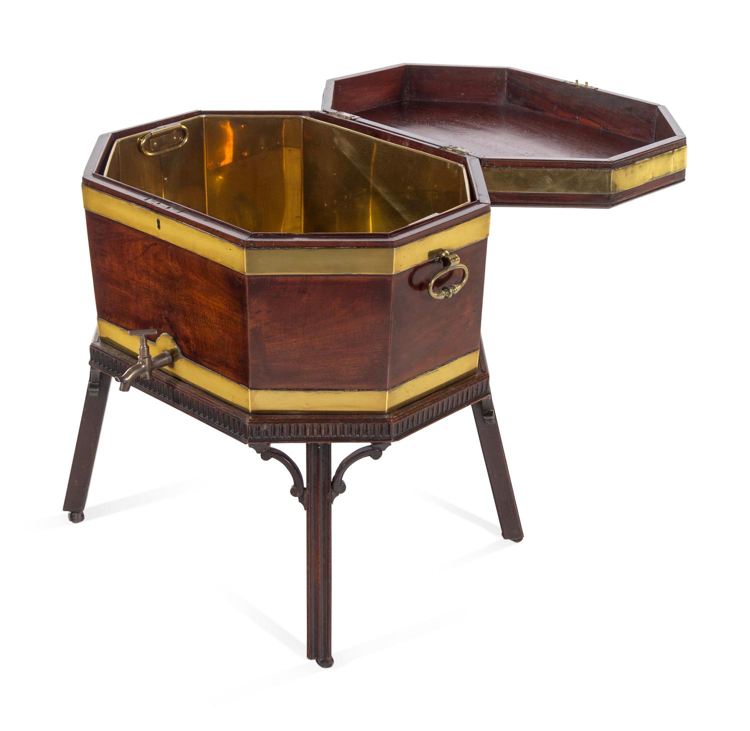 A George III Brass Mounted Mahogany Cellarette on Stand