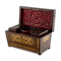 A Regency Brass Inlaid Rosewood Tea Caddy