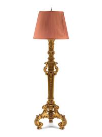 A Louis XIV Style Giltwood Floor Lamp