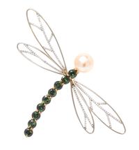 An 18 Karat Gold, Tourmaline, Cultured Pearl and Diamond Dragonfly Brooch, Gregore, 7.50 dwts.
