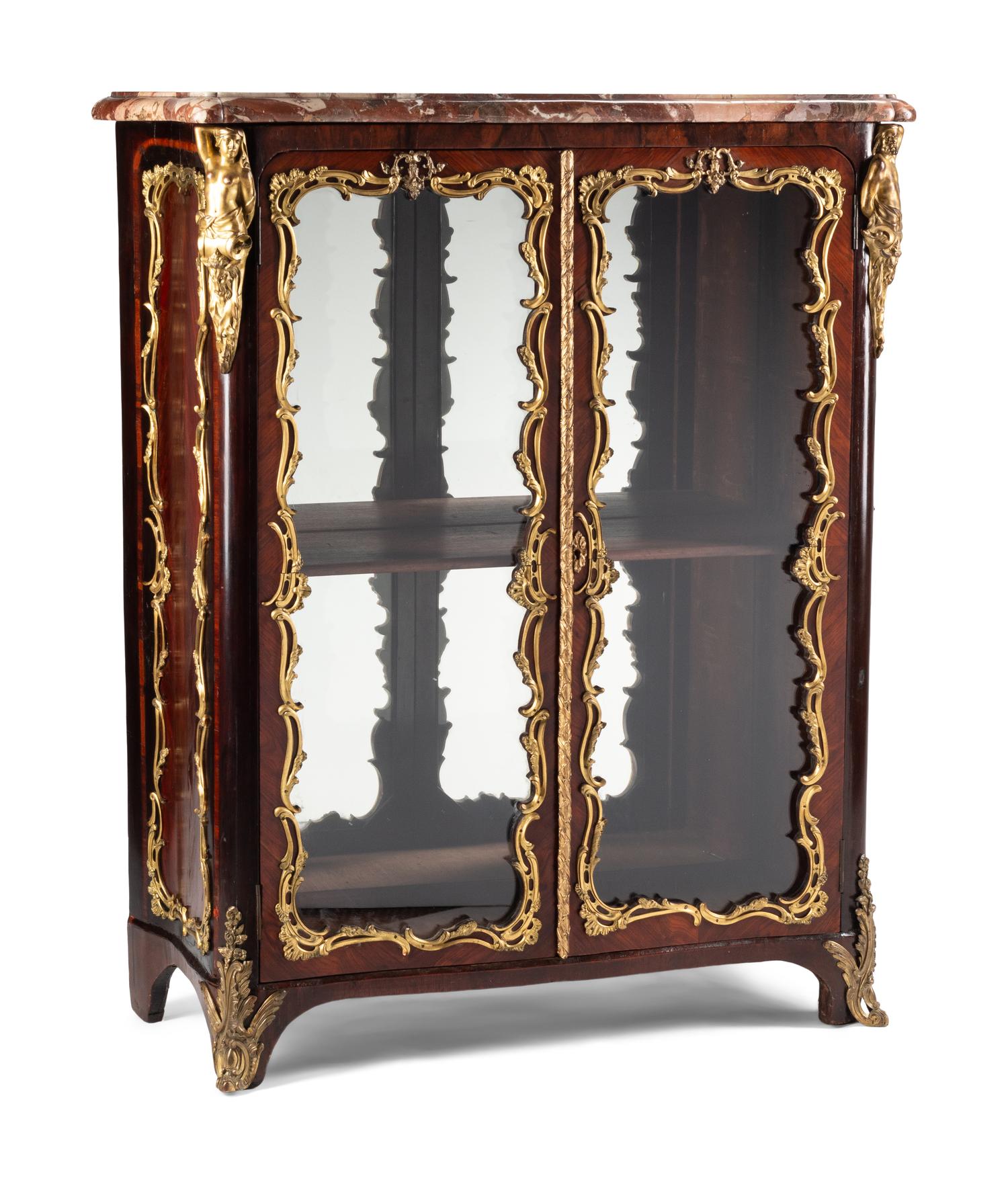 A Louis XV Style Gilt Bronze Mounted Kingwood Bookcase