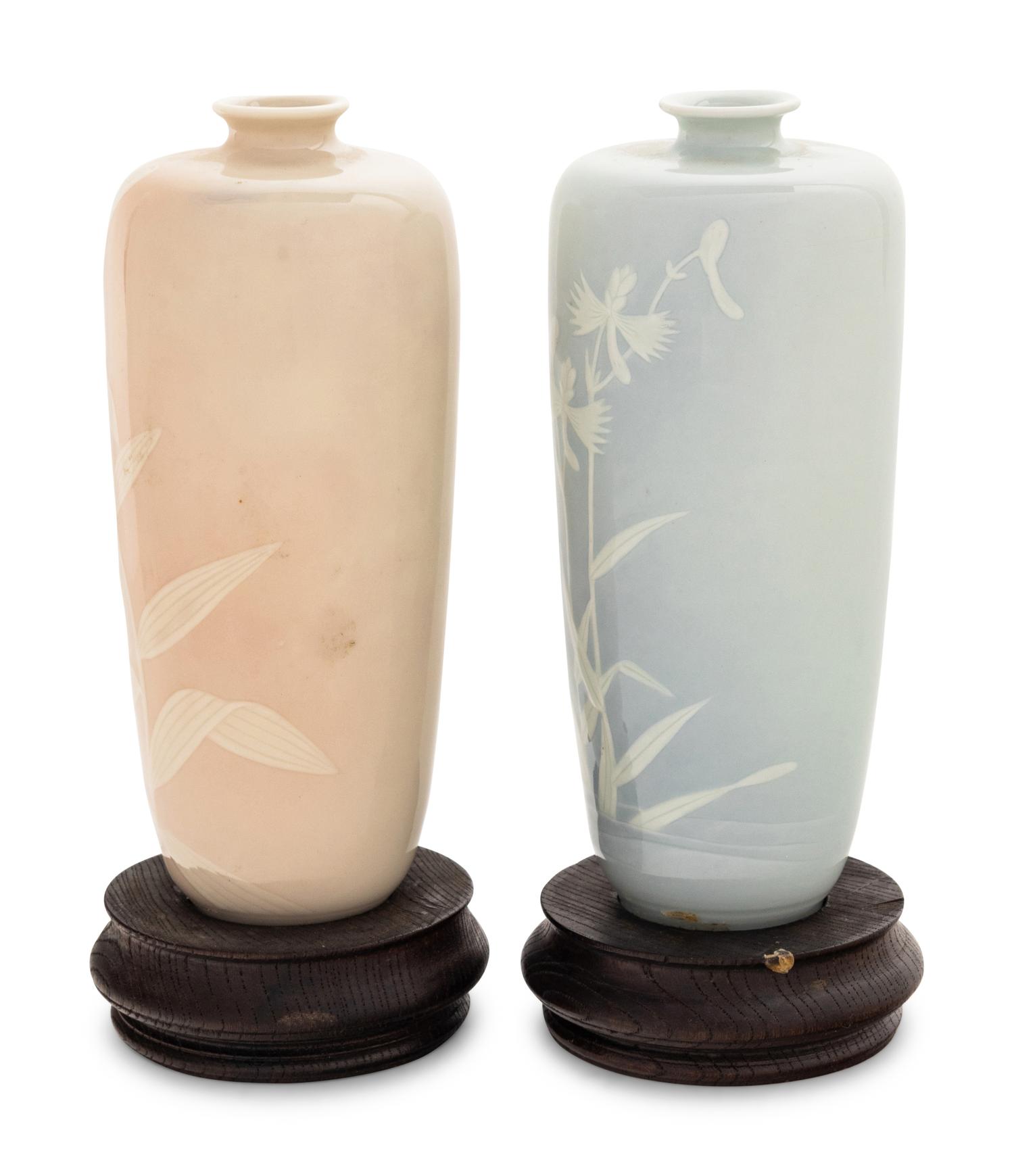 Three Japanese Slip-Decorated Porcelain Vases