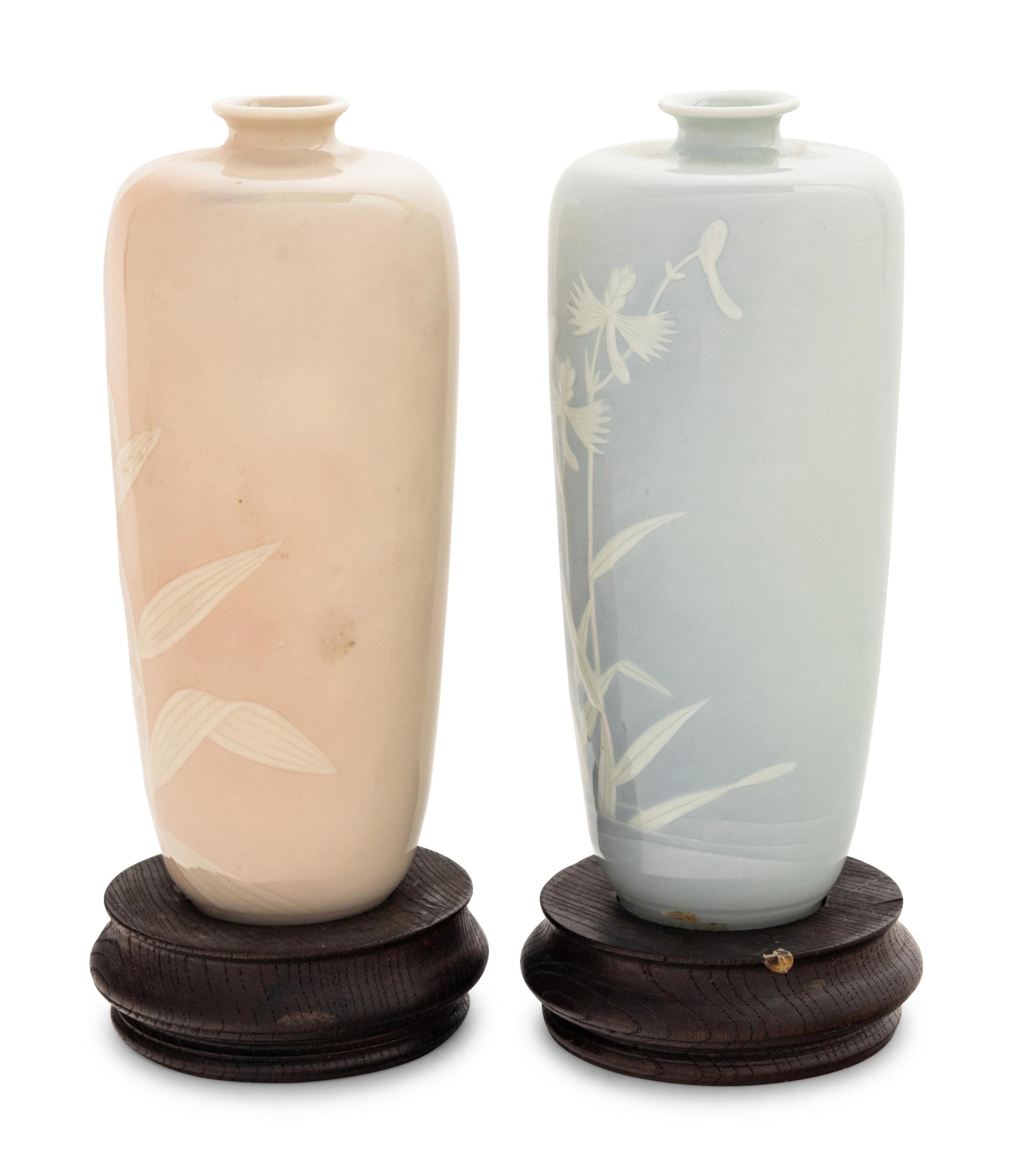 Three Japanese Slip-Decorated Porcelain Vases