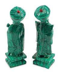A Pair of Chinese Malachite Figures