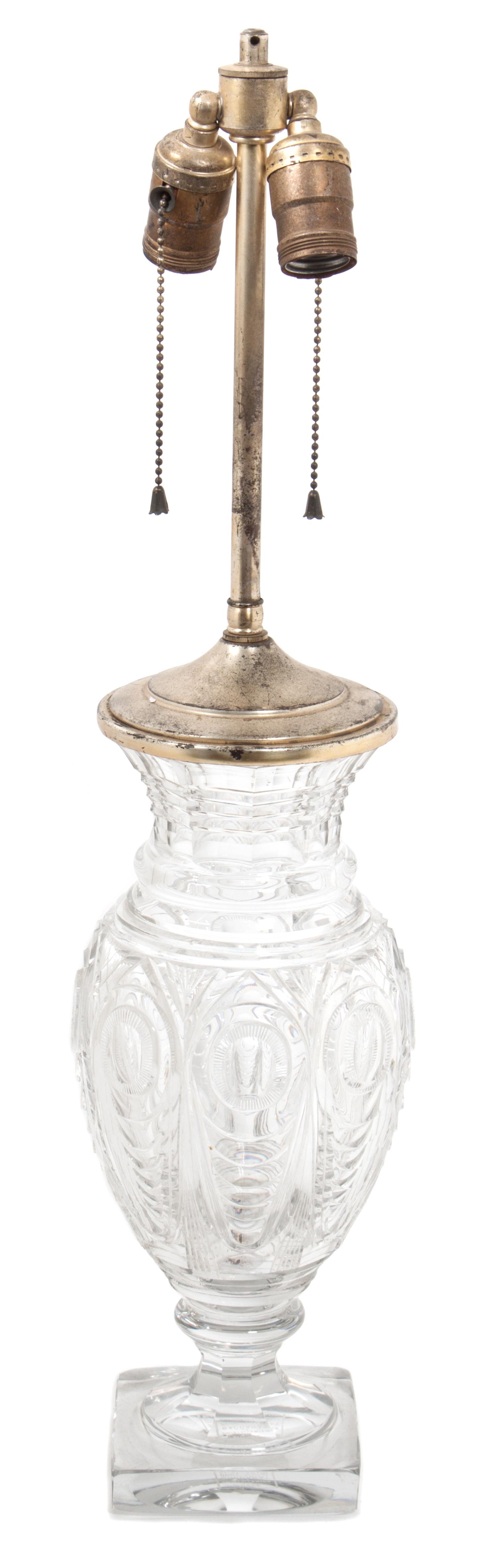 A Baccarat Cut Crystal Table Lamp Height 13 1/2 inches. — 20TH CENTURY