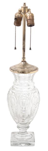 A Baccarat Cut Crystal Table Lamp Height 13 1/2 inches. — 20TH CENTURY