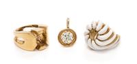 A Yellow Gold, Diamond and Enamel Interchangeable Ring/Pendant Set,