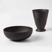 Two Wedgwood Black Basalt Keith Murray (1892-1981) Designed Items UK, 1930s