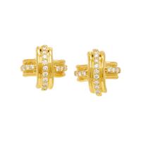 TIFFANY & CO., YELLOW GOLD AND DIAMOND 'X' CLIP EARRINGS