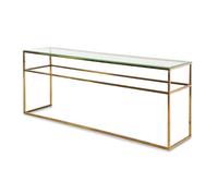 A Lacquered Brass and Glass Console Table