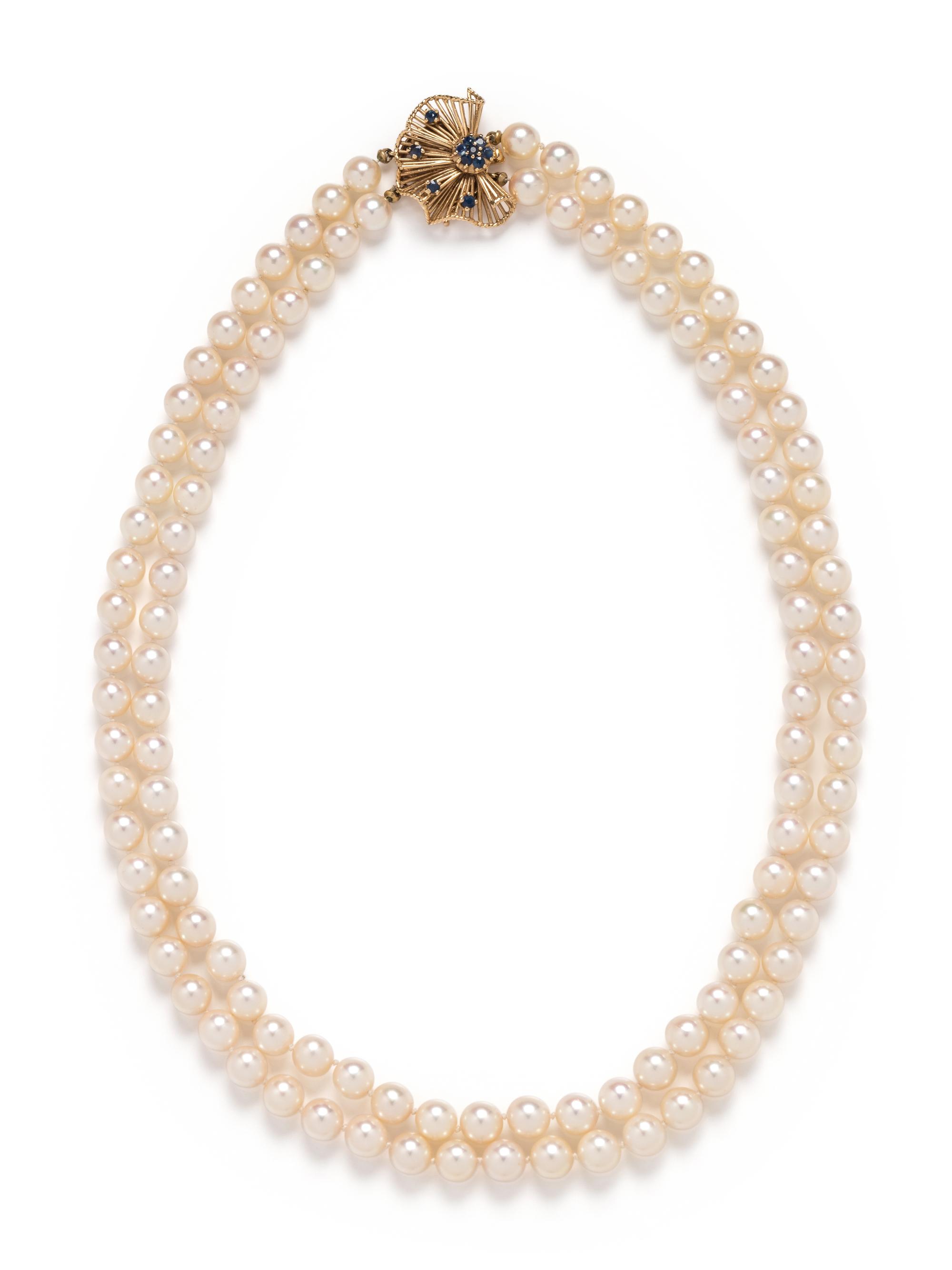 CULTURED PEARL AND SAPPHIRE NECKLACE