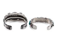 Pair of Navajo Silver and Turquoise Cuff Bracelets